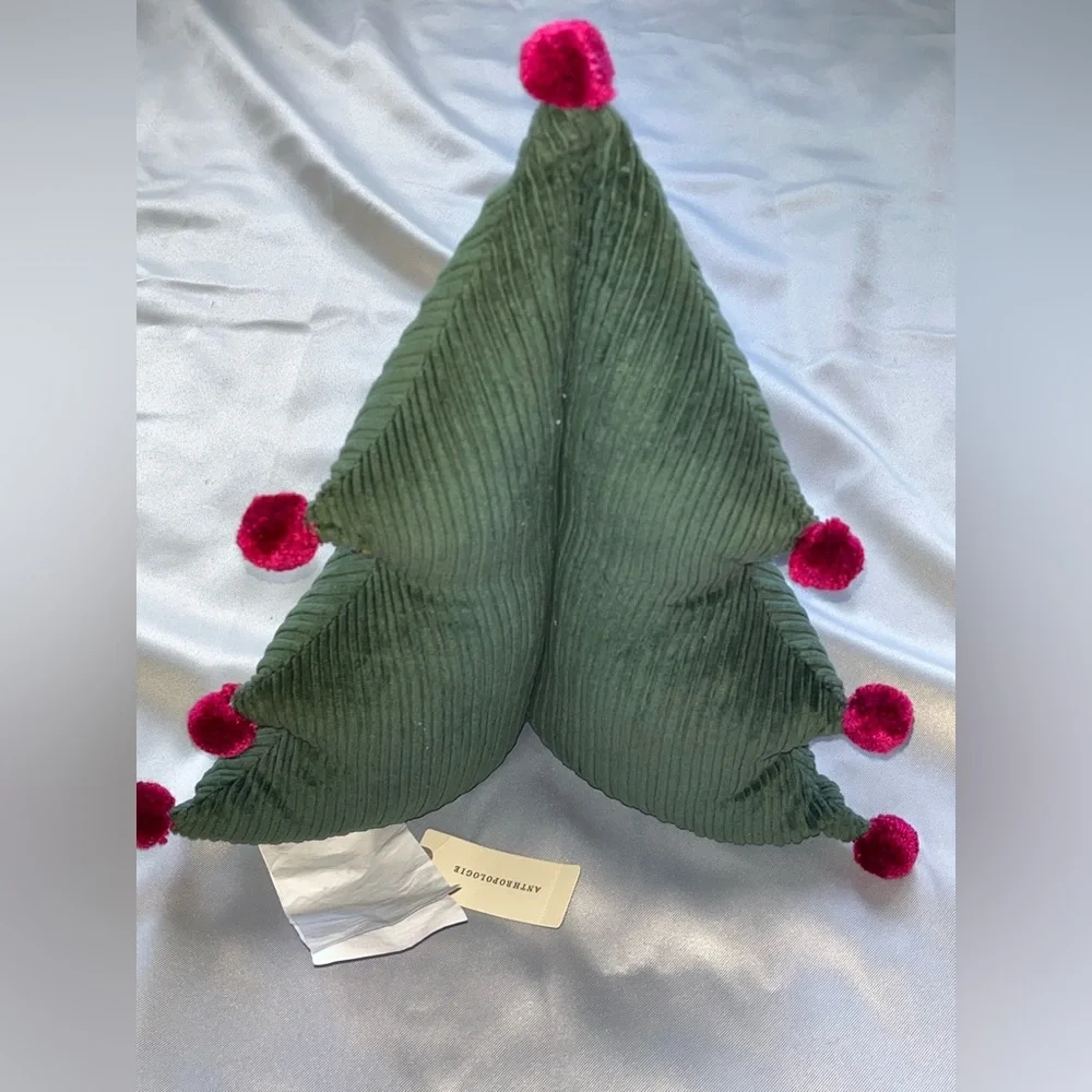 Anthropologie Aldea Corduroy Pom Pom Shaped Tree Pillow